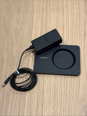 Ember Black Mug Warmer Charging Coaster & power cable